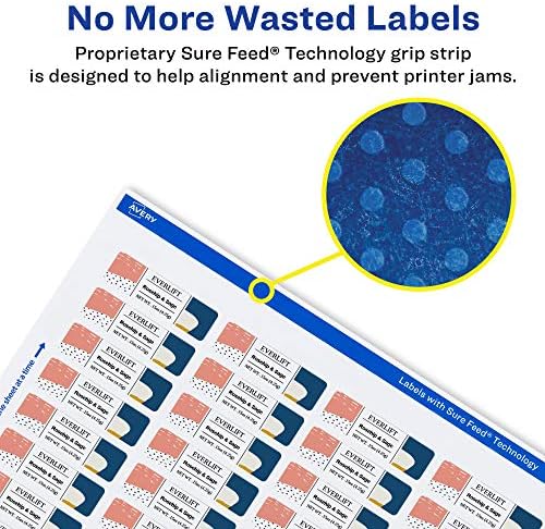 Avery® Matte White Rectangle Labels, Sure Feed® Technology, 0.5" x 1.75", 3,000 Matte White Printable Labels