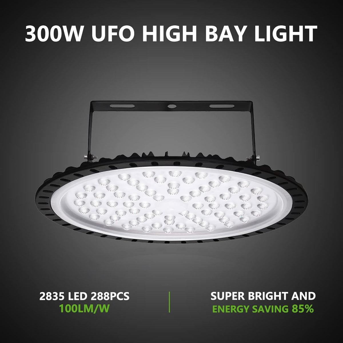 Viugreum 10 Pack 300W UFO LED High Bay Lights, 30000LM 6000K-6500K Daylight White Ultra Thin LED Warehouse Lighting, IP65 Waterproof Commercial Bay Lighting Garage Shop Area Light