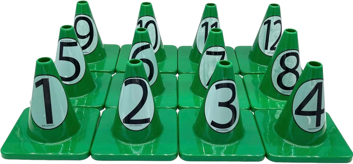 LVL10 Pro Training Cones - 6" Soccer Training Cones for Sports - for Basketball, Football, Basketball and Agility Drills - Soccer Field Markers That Won't Crack, Slide or Fly