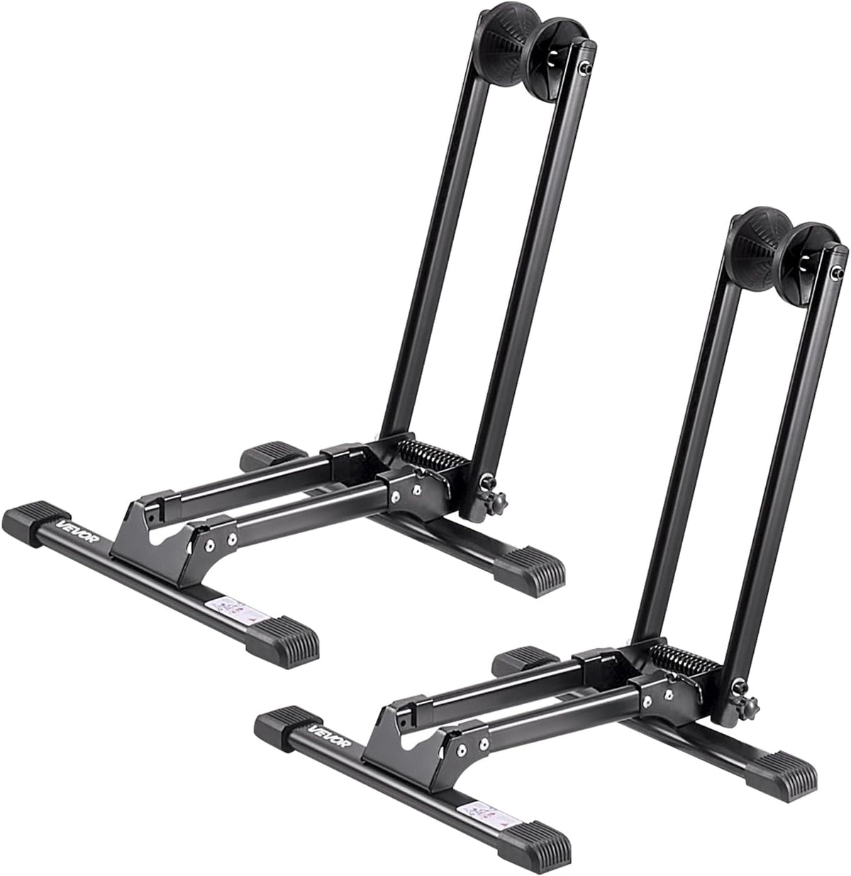 VEVOR Bike Racks 2 Pack, Fits 20 to 29 Inch Mountain & Road Bikes, Alloy Steel Rust-Resistant Bike Floor Stand Rack, Foldable Bicycle Stand for Entryway, Garage, Home Bikes Parking & Storage, Black