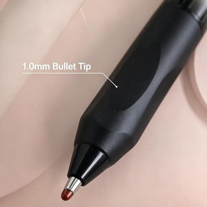 Fengtaiyuan Retractable Gel Pens, 1.0mm Bold Point Quick Dry Black Ink, 12 Pack Gradient Black-White Barrel with Ergonomic Non-Slip Grip, Smooth Writing for Grading Highlighting Signing Office School
