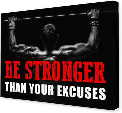 Inspirational Gym Wall Decor,Fitness Quotes Wall Art,Be Stronger Than Your Excuses Canvas Wall Decor for Home Gym
