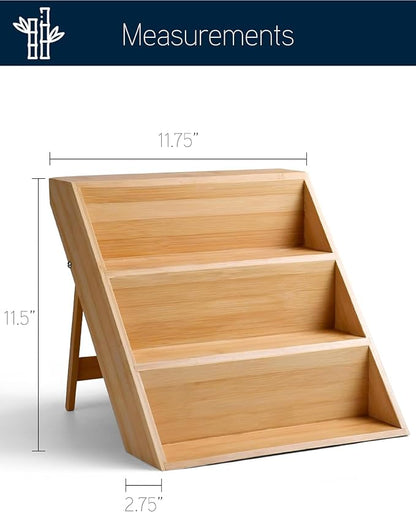 RoyalHouse Bamboo Spice Rack Organizer for Kitchen Cabinet, Countertop Display Shelf- 3 Tier Shelf -Space Organizer for Kitchen and Bathroom (Pack of 6)