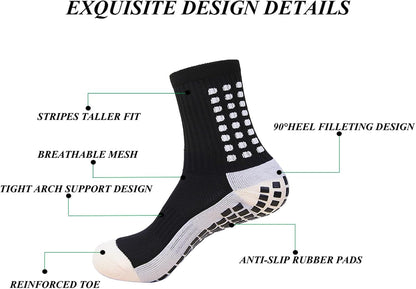 Men's Soccer Non Skid Ball Socks Anti Slip Grip Non Slip Socks, Shin Guard Sleeves, With Or Without Guard Straps for Football