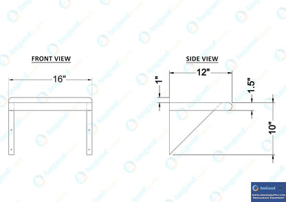 AmGood 12" X 16" Stainless Steel Wall Shelf | Metal Shelving | Garage, Laundry, Storage, Utility Room | Restaurant, Commercial Kitchen | NSF