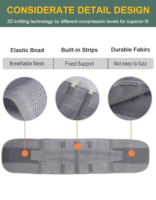 Back Brace for Lower Back Pain Men Women, Back Support Brace & Elastic Supports Belly Band Stomach Wrap Waist Belt Waist Trainer, Waist Brace Waist Trainer for Men Sciatica Pain Relief (Gray, X-Large)