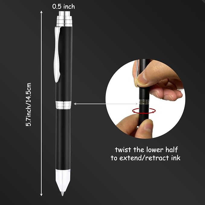 Penyeah Lighted Tip Pen, LED Light Pen for Writing In The Dark, 2-Brightness Adjustable AAA Battery Powered Heavy Pens Fancy Gift Pen Set - White Light/Blue Light