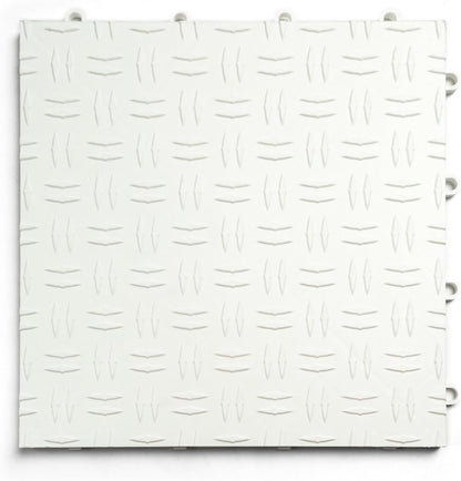 Big Floors GarageTrac Diamond, Interlocking Non-Slip Garage Flooring Tile, Durable, Modular, Heavy-Duty Copolymer, Easy Install (White, 48 Pack of 12 x 12" Tiles)