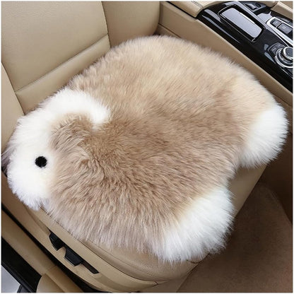 Genuine Wool Car Seat Cushion Comfort Style，Adorable Sheep Shaped Cushion for Car Seats & Chairs Natural Cute Wool Seat Soft Cover Universal Fit (1PC) (Dark Grey)