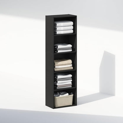 Furinno Reed Closet Organizers and Storage, 5-Tier Closet Organizer, Open Shelf Closet Storage, for Wardrobe, Bedroom, Living Room, Blackwood