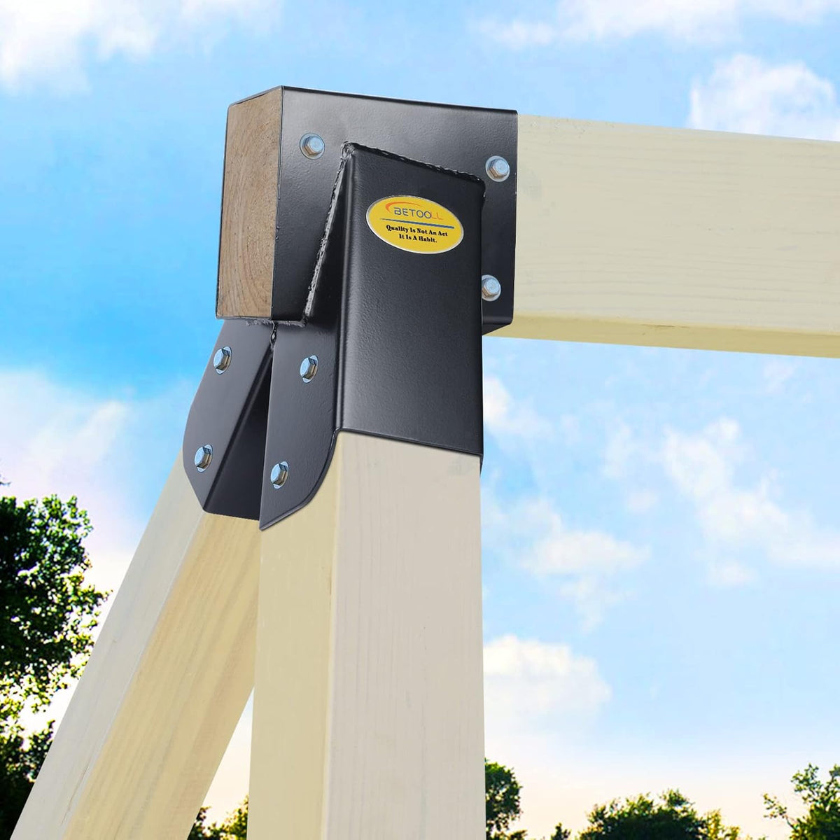 BETOOL Swing Set Brackets - 2pcs A Frame Swing Bracket Hardware with All Mounting Accessories (Black)