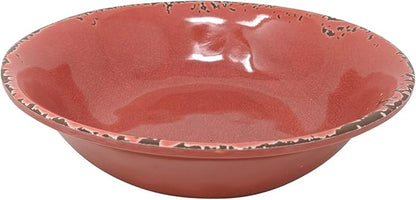 Gianna's Home 12 Piece Rustic Farmhouse Melamine Dinnerware Set, Service for 4 (Red)
