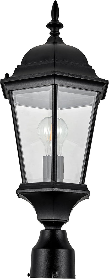 Design House 589192-TBK Traditional Oak Creek Outdoor Post Top Light with Clear Glass for Driveways and Porches, Textured Black