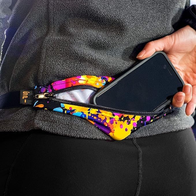 SPIbelt Running Belt for Women Men, Phone Holder for Running, Running Fanny Pack, Holder for Phone, Running Waist Pack, Adjustable Waist, [Fits All Phones]. White with White Zipper