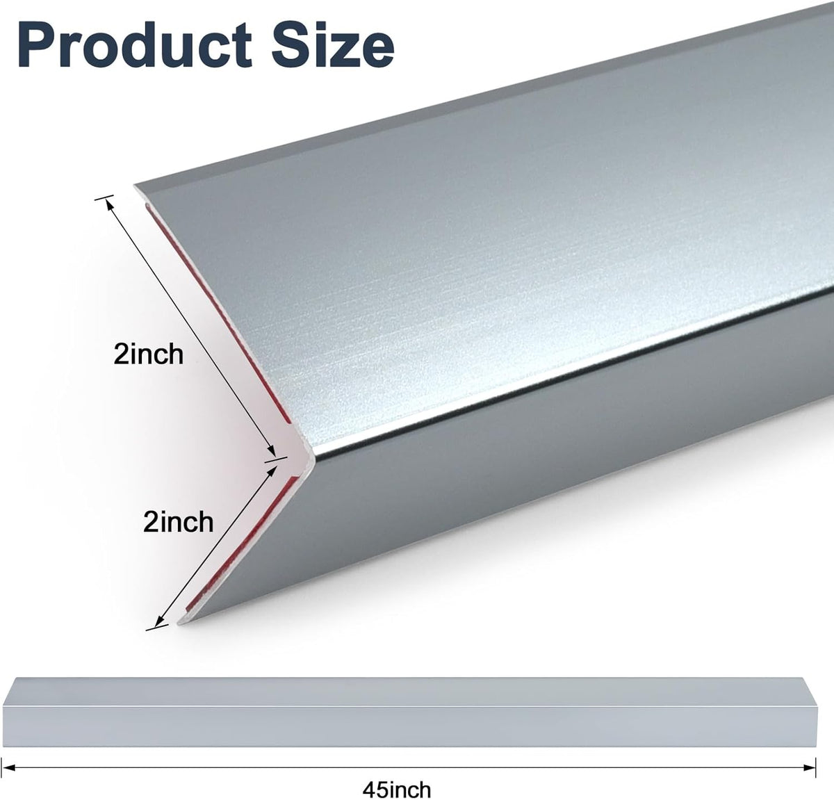 4PCS 45" Aluminum Metal Corner Protectors, Self Adhesive Corner Guards, Metal Wall Edge Protector Strip, Furniture Corner Protectors, Wall Cabinet Baseboard Decoration 45" x 2" (Gray Blue)
