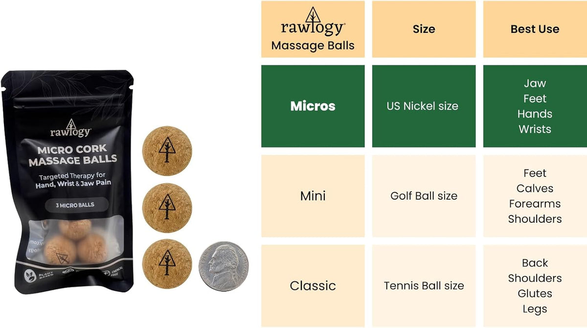 Travel Cork Massage Ball | Lightweight, Sustainable Alternative to Lacrosse Ball for Muscle Pain Relief (Extra Small 0.75 Inch (Pack of 3), Sanded Cork)