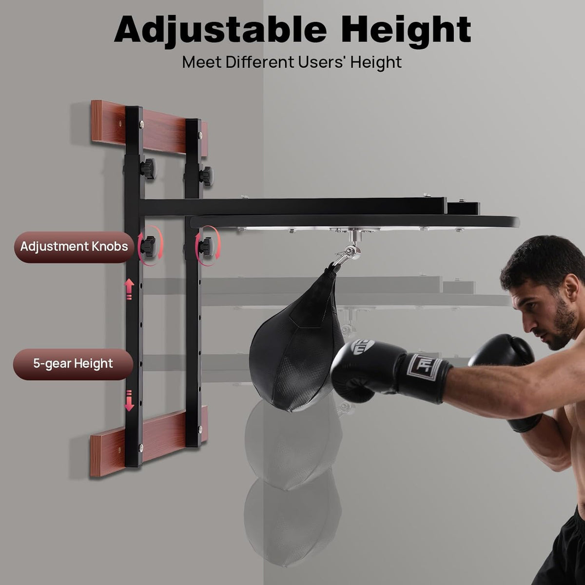 Speed Bag Platform Kit Heavy Duty, Adjustable Height Wall Mount Professional Boxing Training Equipment with Punching Ball, Punching Striking Kit Suitable for Boxing and Fitness Enthusiasts