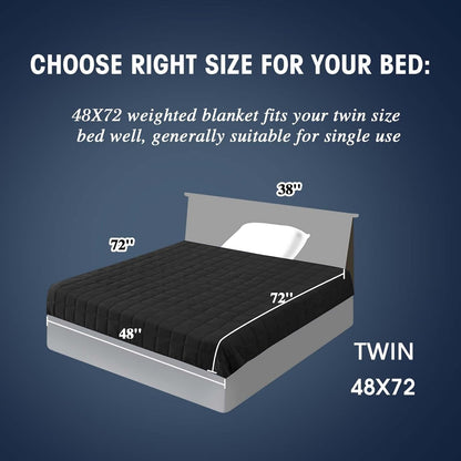 yescool Weighted Blanket for Adults (17 lbs, 48" x 72", Black) Cooling Heavy Blanket for Sleeping Perfect for 160-180 lbs, Twin Size Breathable Blanket with Premium Glass Bead, Machine Washable