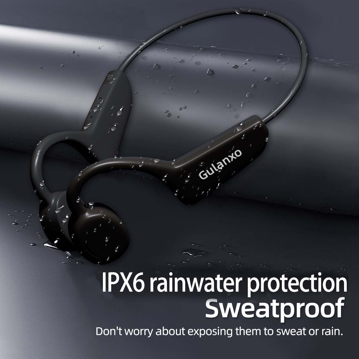Open Ear Headphones, Open Wireless Earphones, 15HBluetooth Playback 5.3 Sports Earphones, Built-in Microphone, Suitable for Sports Running,Exercise (Deep Black)