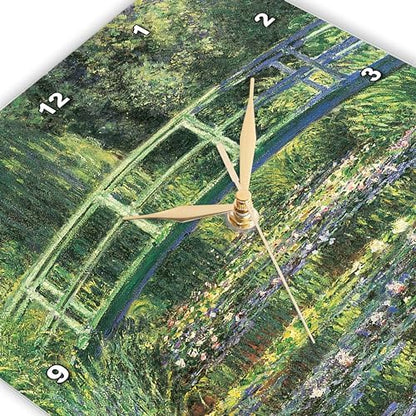 3dRose Wall Clock Silent - 13 inch - Water Lilies and Japanese Bridge by Claude Monet 1899 - BLN Claude Monet Collection