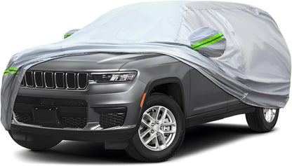KEYOOG 6-Layer Full Car Cover is All-Weather Waterproof, Universal in All Seasons, Snow Prevention, Rainproof, Acid Rainproof, Sunscreen, Ultraviolet-Proof, Fit SUV and MPV 201-211"/16.7-17.5 ft
