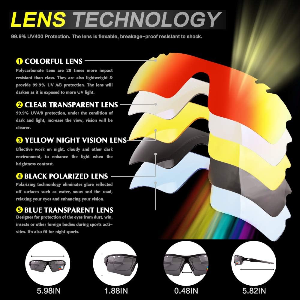 BangLong Polarized Sports Sunglasses Cycling Sun Glasses for Men Women with 5 Interchangeable Lenes for Running Baseball Golf