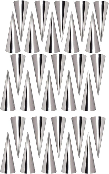 Non-stick Cream Horn Molds Stainless Steel, FantasyDay 5 inch Large Size Cannoli Tubes Kit Pack of 30 Baking Cones Pastry Roll Horn Croissant Mold - Christmas Anniversary Free Standing Cone Shape