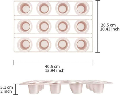 12 Cups Nonstick Popover Pan Muffin Cupcake Pan Pudding Pan Bakeware for Oven Baking, Frittatas, Muffins, Quiches, Pudding Cakes, Gold