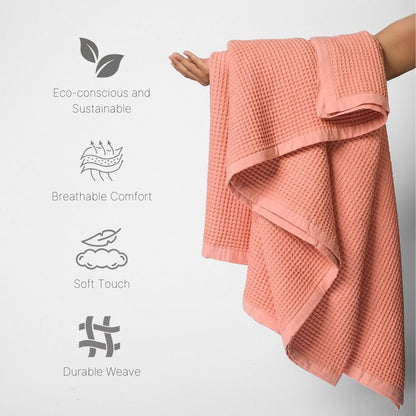 GOTS Certified Organic Cotton Waffle Weave Blanket, King Bed Blanket,108"X90" Cozy Throw Blanket for Couch, Modern Home Decor, Throw Blankets,Comfy Waffle Blanket, Soft Bed Blankets -Sun Bay