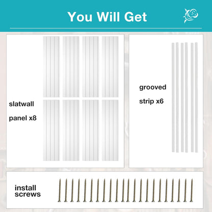 NeatiEase Slatwall Panel Wall Storage Systems, 4 x 8ft Slat Wall Paneling Garage Wall Organizer, Heavy Duty Wall Mounted PVC Wall Rack (White)