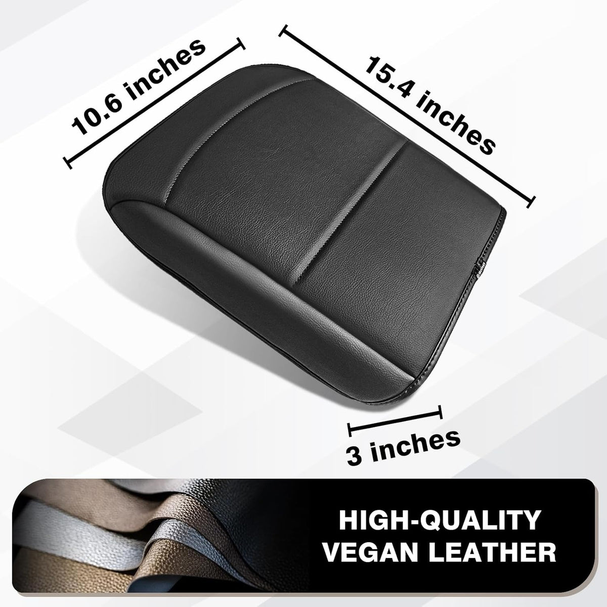 Muslogy Center Console Armrest Cover Compatible with Ford F150 2021-2024 2025 Comfort Armrest Pad Arm Rest Cushion Vegan Leather Protector Regular Thick(Bucket Seat ONLY)