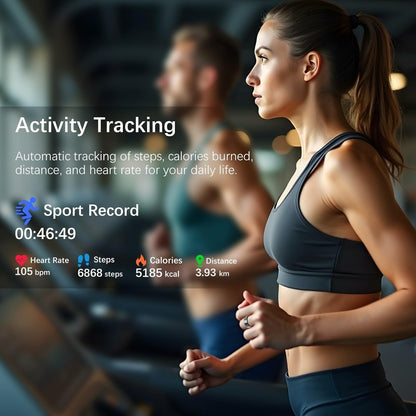 Ring Health Tracker for Women Men, Fit Ring with Heart Rate, Blood Oxygen, Sleep Monitor, Calories, Step Counter, IP68 Waterproof Smart Ring for iPhone & Android, No Subscription Fee (Black, 13#)