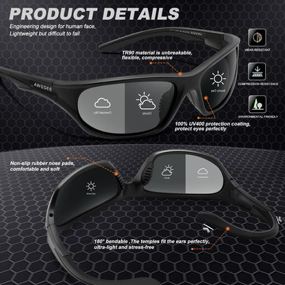 Polarized Sports Sunglasses for Men,TR90 Unbreakable Frame Sunglasses for Fishing Driving Cycling UV400 Protection