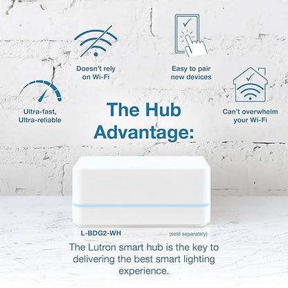 Lutron Diva Smart Dimmer Light Switch for Caseta Lighting (Lutron Smart Hub Required), for LED Lights, 150W, Single-Pole/3-Way, No Neutral, White, 9 Pack