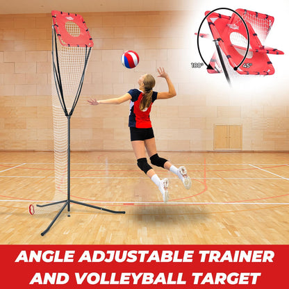 Volleyball Setter Training Net，Height & Angle Adjustable Volleyball Training Net with Metal Frame，Tripod Base for Indoor and Outdoor，Volleyball Training Equipment for Setting,Serving,Spiking