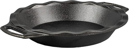 Lodge 9 Inch Cast Iron Pie Pan - PFAS-Free Pre-Seasoned Bakeware for Flaky Crusts, Deep Dish Pies, and Quiches - Dual Handle Design - Made in the USA