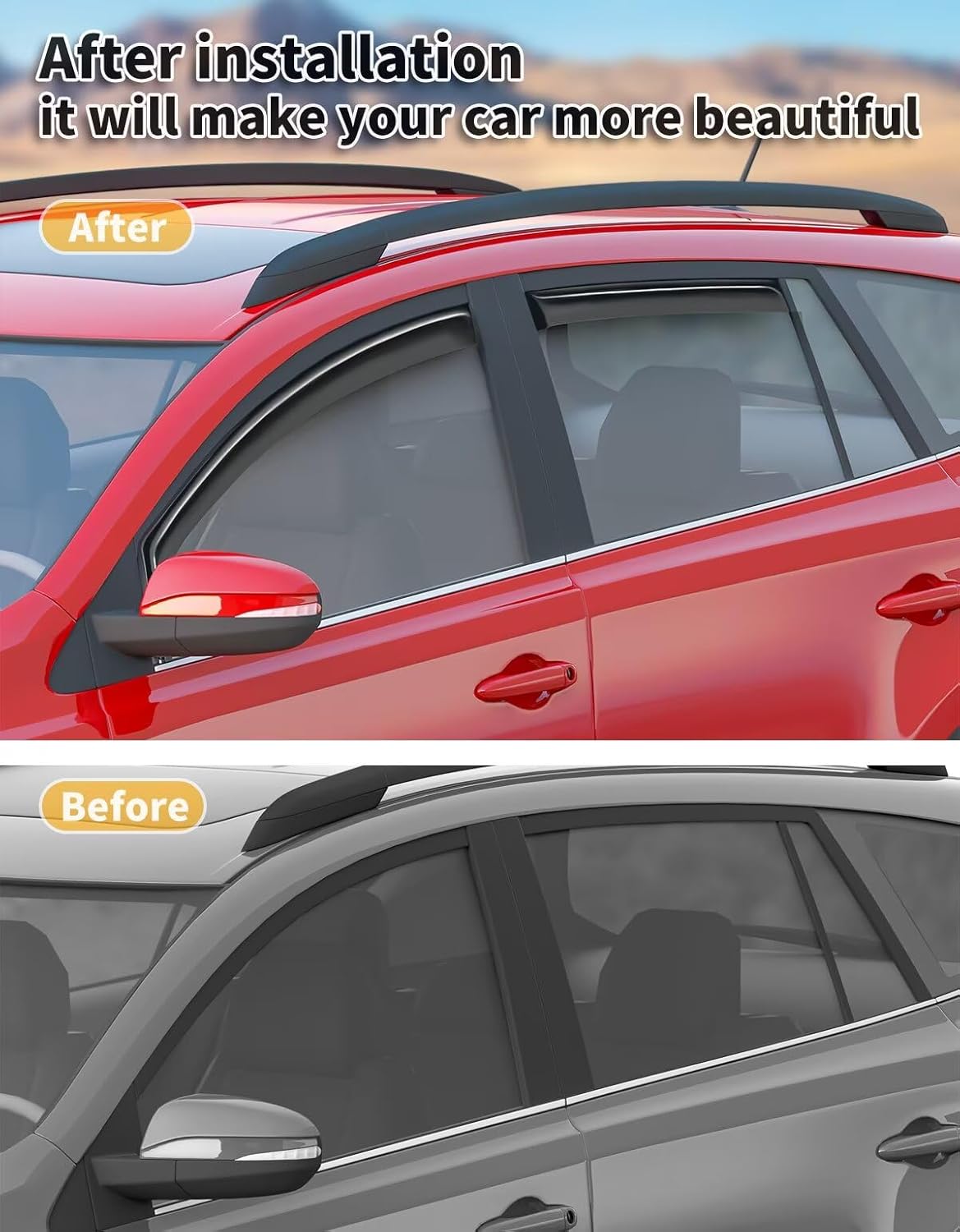 in-Channel Window Rain Guards Fit for Toyota 4Runner 2010-2024 Extra Durable Window Visors Window Deflectors Vent Visors Vent Shades Car Accessories-4 pcs 2-Q09