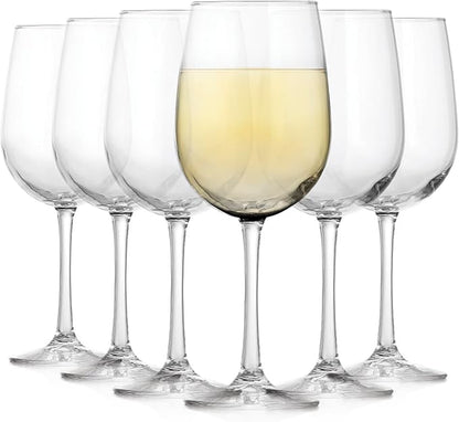 Libbey Vina White Wine Glasses Set of 6, 18.25 Oz Elegant, Fancy Glasses Drinking Set, Stemmed Wine Glasses for Weddings, Birthdays, Parties and More