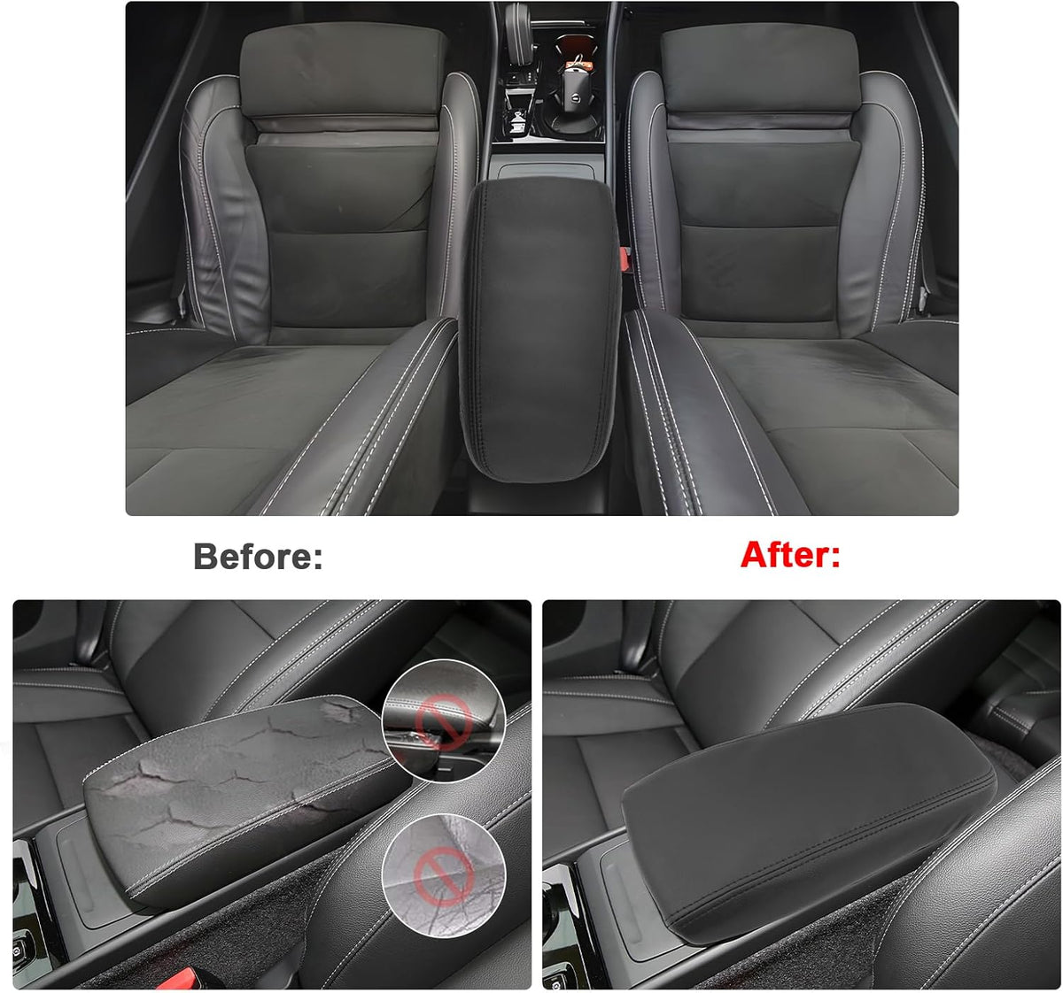 SXCY for 2025 XC40 Armrest Cover for Volvo XC40 2018-2025 Accessories 2025 XC40 Center Console Cover 2025 XC40 Middle Console Cover (Black Line Thin Cover)
