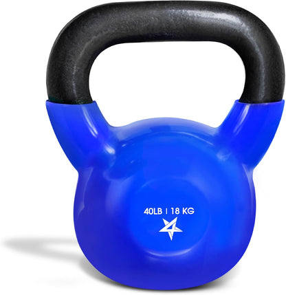 Yes4All 5-100 LB Kettlebells Vinyl Coated Cast Iron for Dumbbell Weights Exercises, Gym, Fitness, Full Body Workout Equipment Push up, Grip and Strength Training