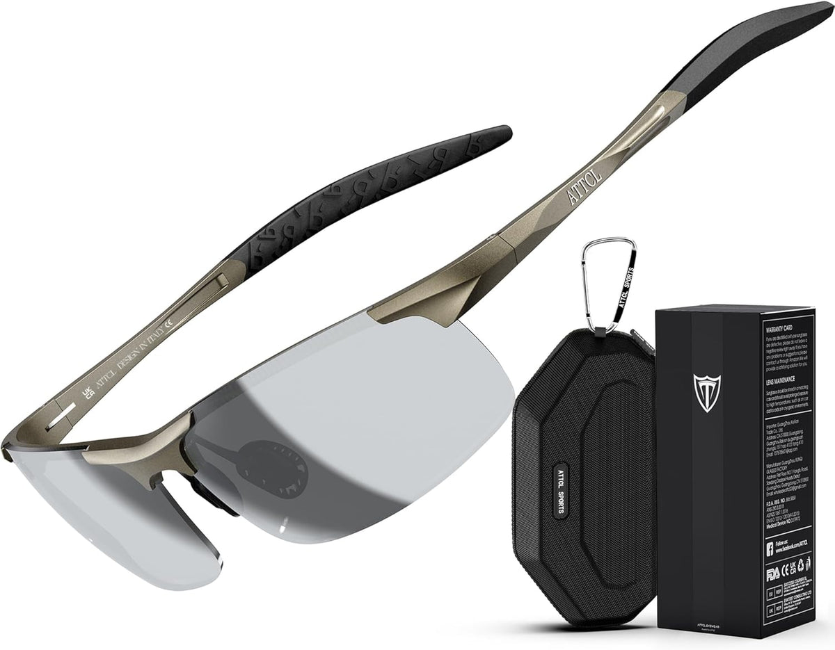 ATTCL Men's Sports Polarized Sunglasses Men for Driving running Fishing Golf - UV Protection Sun glasses Metal Frame