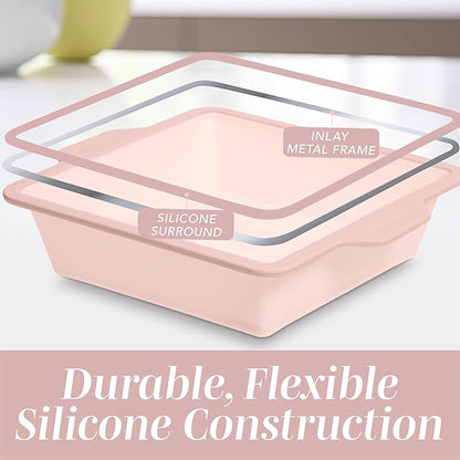 COOK WITH COLOR 17 Pc. Silicone Baking Pan Set - Non-Stick & Easy Clean Silicone Muffin Pans for Baking with Sturdy Metal Frame for Stability, Flexible Cake Molds, Includes Measuring Cups and Spoons