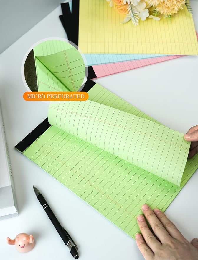 12 Pack Colored Legal Pads 8.5 x 11, Colored Note Pads 8.5 x 11 Wide Ruled