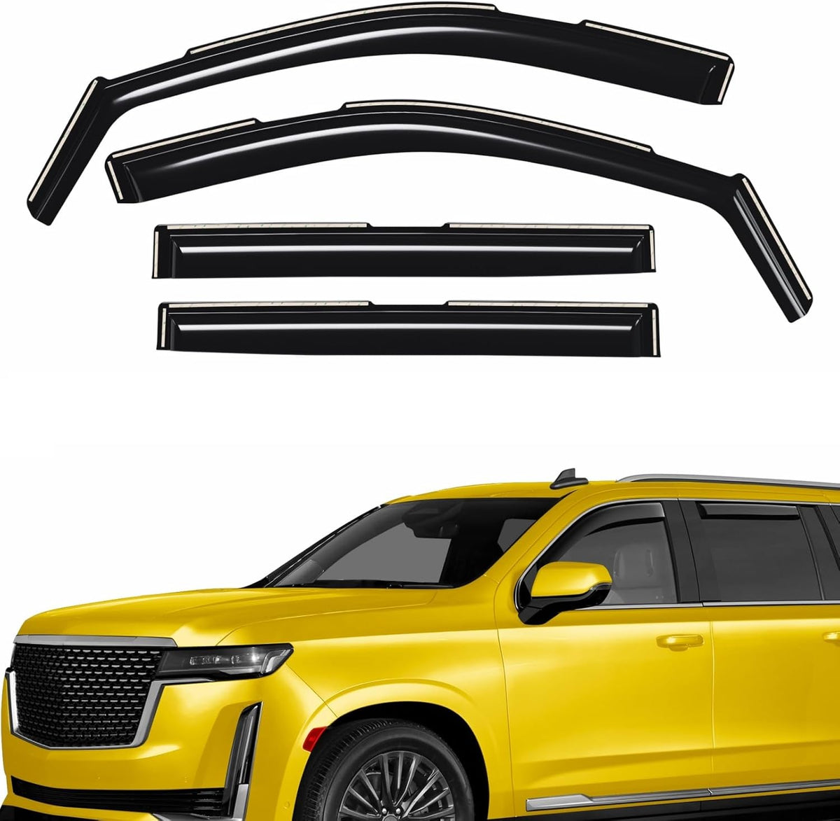 Extra Durable Window Deflectors in-Channel Window Visors Rain Guards Fit for Cadillac Escalade ESV 2021-2025, Sun Visors, Wind Vent for Shades, Exterior Car Accessories - 4 pcs. AG0889