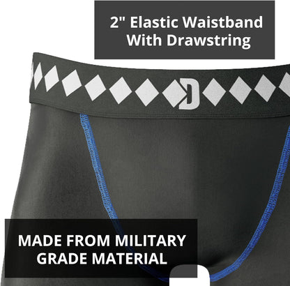 Diamond MMA Compression Shorts with Built-in Jock Strap Supporter with Athletic Cup Pocket for Sports