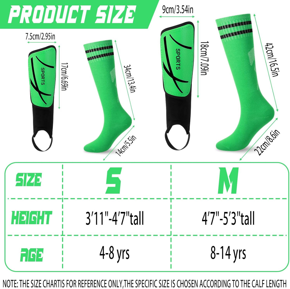 Soccer Shin Guards and Socks Kids Youth Lightweight Soccer Pads Defender with Ankle Protection Ski Shin Guards Football Equipment for Age 4-14 Toddler Boys Girls Teens