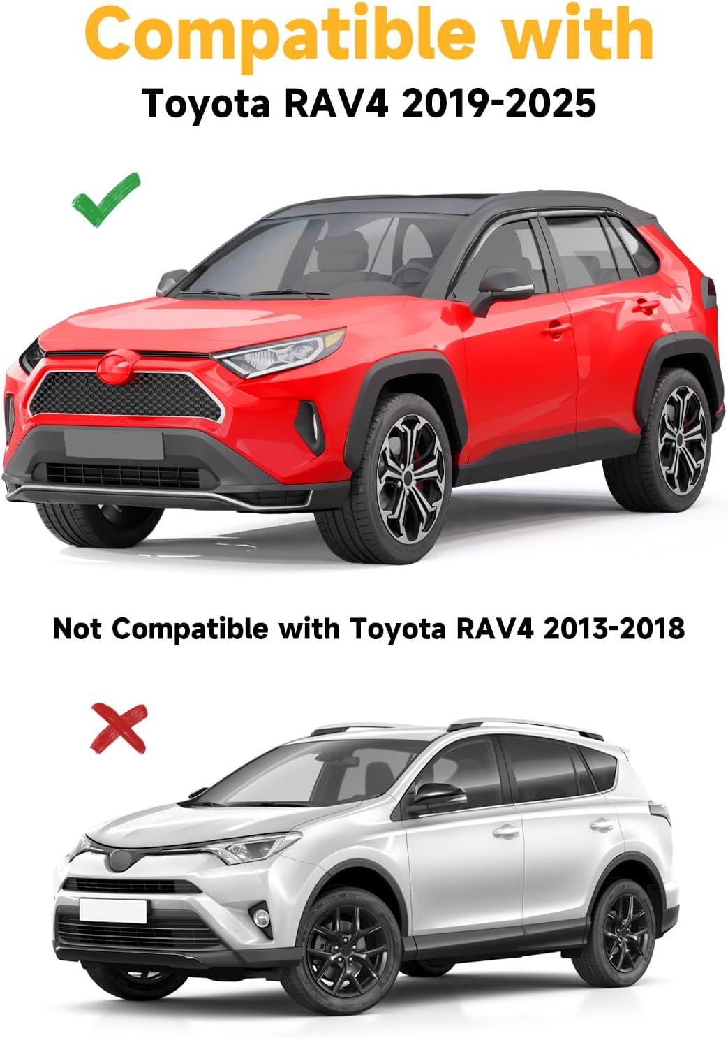 Tape-On Window Rain Guards Fit for Toyota RAV4 2019 2020 2021 2022 2023 2024 2025 Extra Durable Window Visors Window Deflectors Vent Visors Vent Shades Car Accessories-4 pcs 2-Q02