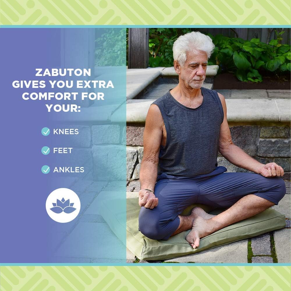 Bean Products Meditation Cushion - Zabuton Meditation Pillows for Sitting on Floor, Yoga Cushion, Cotton Yoga Pillow, Zen Kneeling Prayer Pad- Made in USA - Standard 24x24x2, Saffron