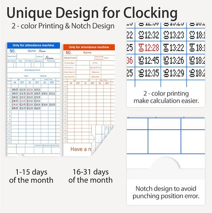 Time Clocks for Employees Small Business, Auto-Align Time Clock, 6 Punches per Day Time Machine | Clock in Machine for Employees with 50 Time Cards and 1 Ink Ribbon (Inside)
