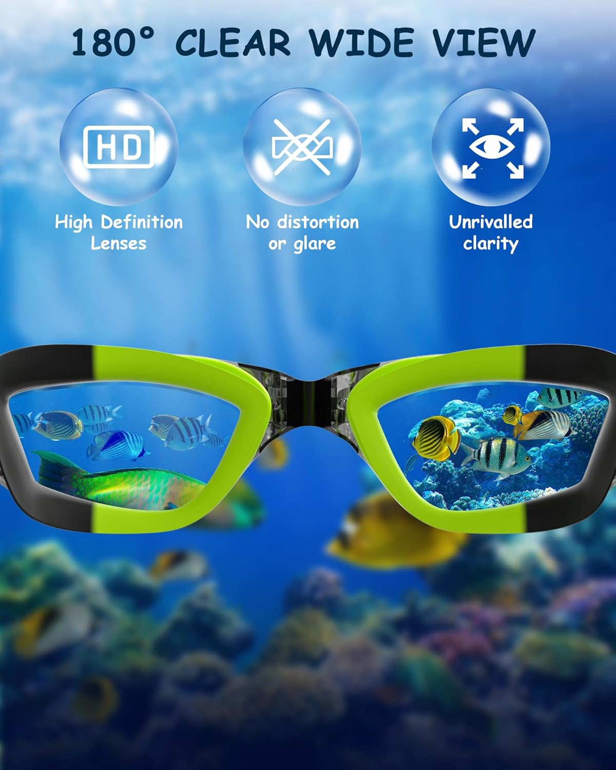 Kids Swim Goggles, Swimming Goggles for Kids Toddlers 3-14 with Swim Cap, Nose Clip, Nose Bridge, Ear Plugs